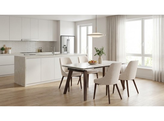 Купить Стол БЭТИС (BETIS) 180 цвет МРАМОР (MATTE GILDED WHITE SOLID CERAMIC) / Орех (WALNUT), ®DISAUR по цене 91900 в Екатеринбурге