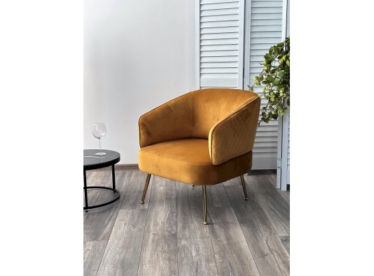 Кресло MUSSELS BLUVEL-68 желтый, велюр / золотой каркас в Ростове-на-Дону