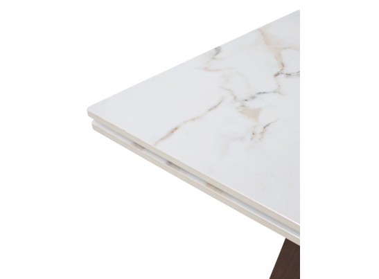 Купить Стол БЭТИС (BETIS) 180 цвет МРАМОР (MATTE GILDED WHITE SOLID CERAMIC) / Орех (WALNUT), ®DISAUR по цене 91900 в Екатеринбурге