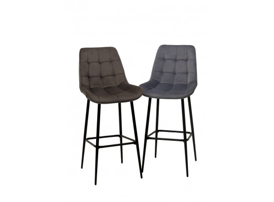 Барный стул ХОФМАН, цвет H-14 Серый, велюр / черный каркас в Ростове-на-Дону