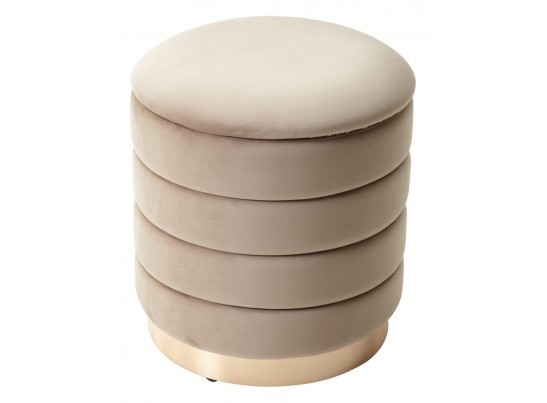 Пуф для гостиной ФРЕД бежевый #5, велюр / золотой каркас в Ростове-на-Дону