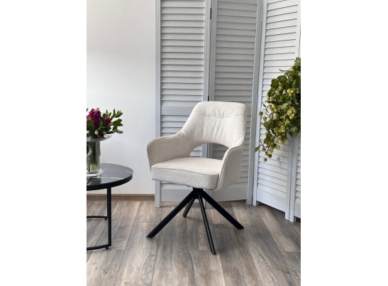 Стул GUARA 180 град. поворот. цвет бежево-белый RAVEN 22 / черный каркас, ®DISAUR в Ростове-на-Дону