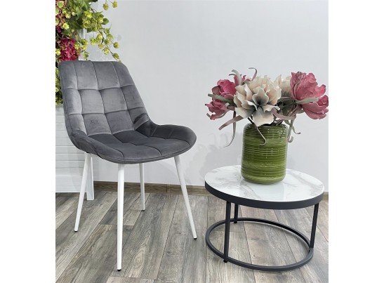 Стул ХОФМАН, цвет H-15 Темно-серый, велюр / белый каркас в Ростове-на-Дону