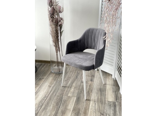 Стул FANTINE-LA СЕРЫЙ #27, велюр/ белый каркас в Ростове-на-Дону