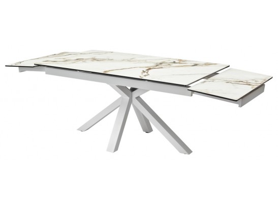 Стол ALTO 160 KL-188 Контрастный мрамор матовый, итальянская керамика/ белый каркас в Ростове-на-Дону