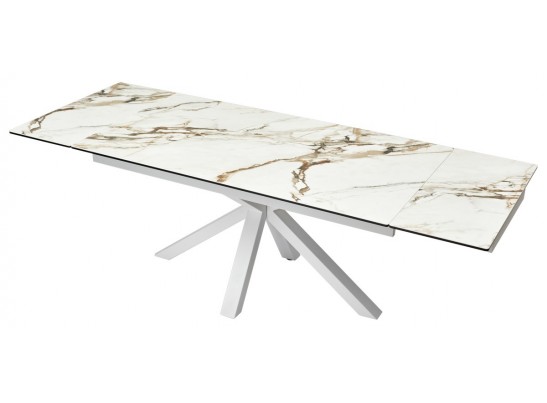 Стол ALTO 160 KL-188 Контрастный мрамор матовый, итальянская керамика/ белый каркас в Ростове-на-Дону