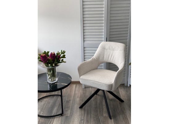 Стул GUARA 180 град. поворот. цвет бежево-белый RAVEN 22 / черный каркас, ®DISAUR в Ростове-на-Дону